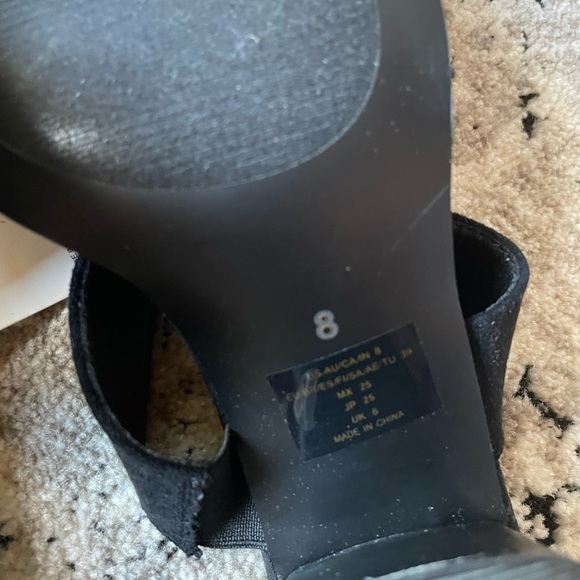 Chic Black Heeled Sandals strap slides - Picture 10 of 10